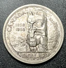 1858-1958 BRITISH COLUMBIA TOTEM POLE CANADA  DOLLAR SILVER  COIN