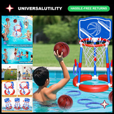 Poolside Basketball Hoop with Backboard Ring Toss - Fun Pool Game Accessory