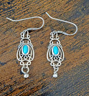 Sterling Silver Signed Filigree Dangle Earrings with Blue Stones 2.12 Grams — photo 1