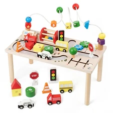 Activity Table for 1+ Year Old, Montessori Wooden Toys for Toddlers 1-3, 8 in...