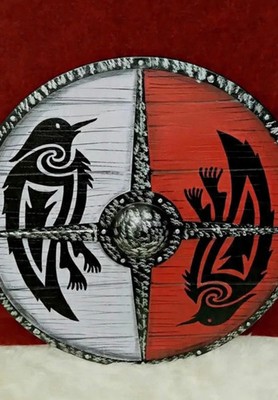 Odin Raven Viking Shield: Wooden Norse Decor, Cosplay Shield