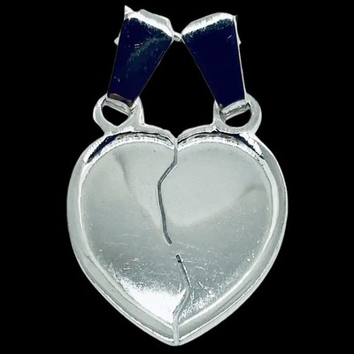 925 Sterling Silber gebrochenes Herz Anhänger Corazon Dije Handarbeit in Taxco Mexico