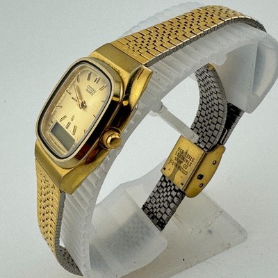 VTG Citizen Analog digital Watch 8960-094671 Women Gold Tone ~For