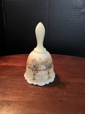 Fenton Custard Glass Bell Limited Edition Hand Painted # 182 Of 5000 Vtg Sticker