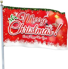 Large Christmas Flag, 3X5Ft Christmas American Flag Merry Christmas Flag Banner