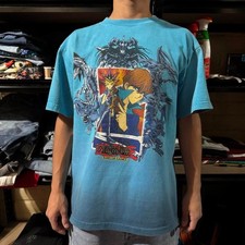 00s Y2K Yu-Gi-Oh King Of Games Blue Graphic Tee - Small