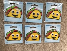 Lot 6 taco appliqu  food Embroidered Iro-On Patch Large simplicity NEW 