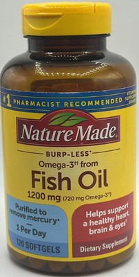 Nature Made Fish Oil 1200 mg (720 mg Omega-3) 120 Softgels ~ EXP 11/2028 ~ New