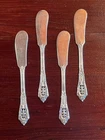 (4) Lot Wallace Rose Point Sterling Silver Flat Handle Butter Spreaders 5 5/8"
