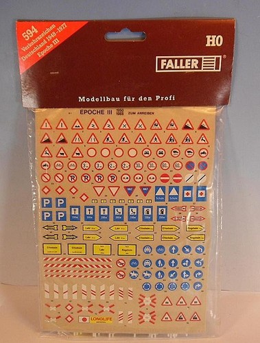 Faller escala H0 1/87 n.º 594 señales de tráfico 1948-1977 época III EMBALAJE ORIGINAL #9809 | Condition: Gebraucht