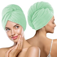2 Pack Microfiber Hair Towel Wrap for Women, Super Absorbent Quick Dry Hair T...