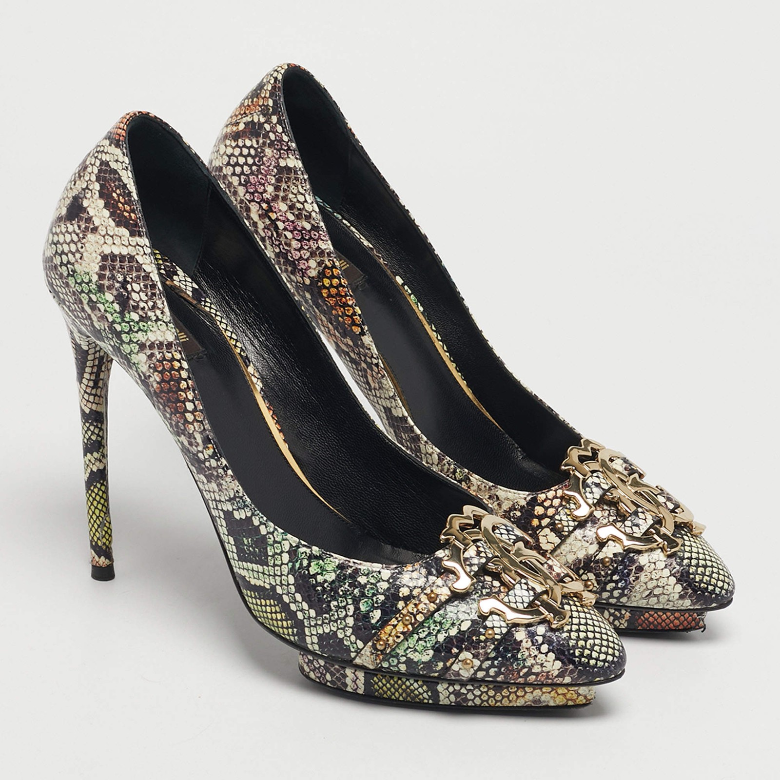 Roberto Cavalli Size 41 Multicolor Python Embosse… - image 4