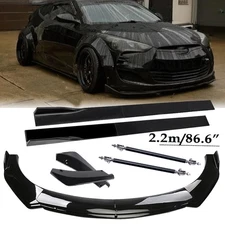 Front Bumper Lip Spoiler Rear Lip Glossy Black For Hyundai Veloste Side Skirt B