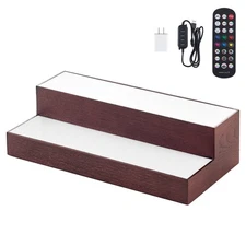 Uimoso LED Illuminated 2-Tier Liquor Bottle Display Rack, 16-In, Holds 8 Bottles