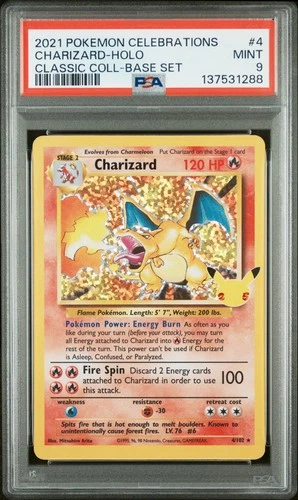 2021 POKEMON CELEBRATIONS CLASSIC COLL #4 CHARIZARD-HOLO PSA 9