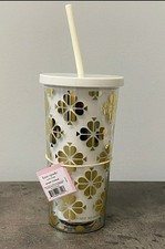 NEW Kate Spade 20oz Insulated Spade Flower Tumbler Travel To Go Cup Straw