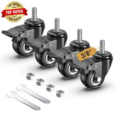 Stem Caster Wheels 2 Inch Total Locking Casters Set of 4, Threaded Stem 3/8" -16