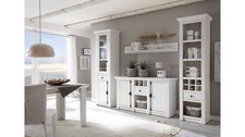 Wohnwand weiß Landhaus Wohnzimmer Set 4-teilig Anbauwand Westerland 1 in Pinie