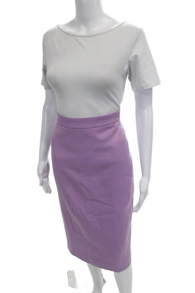 Falda Lápiz Larga J Crew Mujer Lana Cintura Alta Recta Nº 3 Púrpura Talla 8 Foto 2 de 4