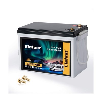 24V 100A Lifepo4 Lithium battery, Built-in 200A BMS,2560wh Long Range 86lb th...