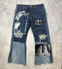 Vintage Levis Custom Made Extra Wide Baggy Pants Jeans Patch Work Rare Sz 38x31