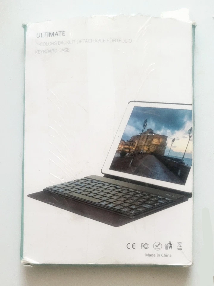 Estuche con teclado portafolio desmontable Yekbee Ultimate azul marino retroiluminado para tableta iPad Foto 2 de 4