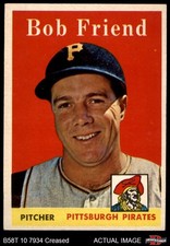 1958 Topps #315 Bob Friend Pirates 3 - VG