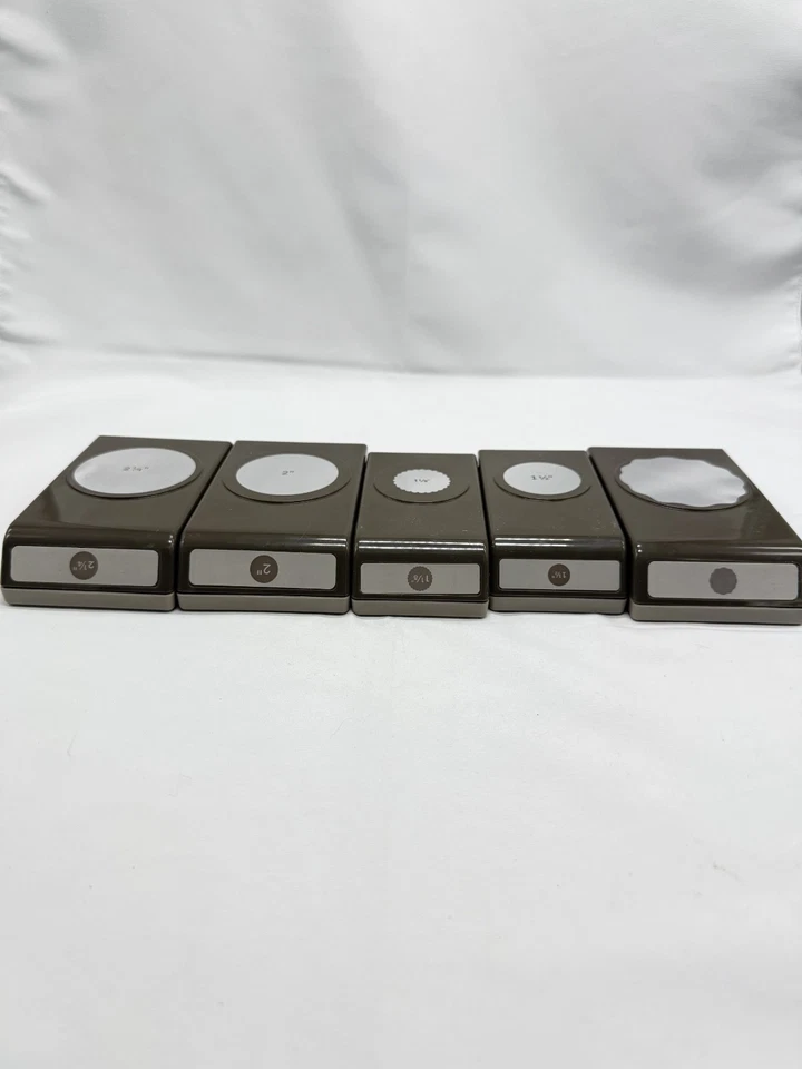 Лот из 5 Stampin' Up! Круглые бумажные перфораторы с плоским замком 3 гладкие 2 зубчатые - Изображение 2 из 4