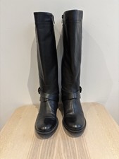 Ladies Knee Length Dune Vivaldi Freeform Black Leather Boots