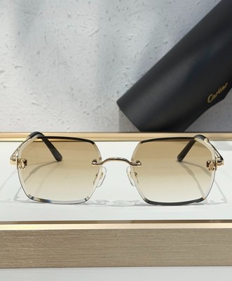 Cartier CT0591S-001 Sunglasses Gold Grey Metal Cartier Ct0591s Women Gold Geometric Sunglasses – Otticanet main image 4