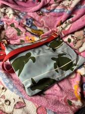 Fossil Green Turtle Print Blue & RedCrossbody Bag Purse