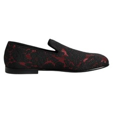 DOLCE & GABBANA Shoes Red Black Jacquard Slip On Men Loafers EU40 / US7 900usd