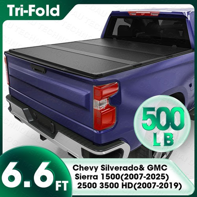 #ad 6.6FT Hard Tri Fold Tonneau Cover Truck Bed for 07 25 Silverado Sierra 1500 $408.49