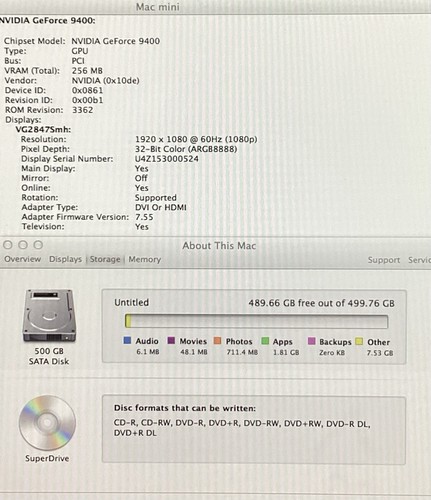 Late 2009 Apple Mac Mini Intel Core 2 Duo 2.53GHz 4GB Ram 500GB HDD - Picture 3 of 7