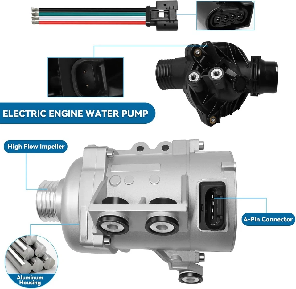 Water Pump W/Thermostat & Bolt 11517586925 For BMW 128i 325i 328i 528i 530i X3 Foto 4 de 4