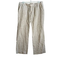 Banana Republic Martin Fit Petite 100 Linen Wide Leg Pants Tan Size 10P