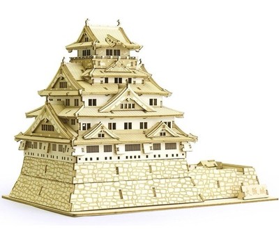 Osaka Castle 3D Wooden Puzzle Kit   ki-gu-mi DIY Japanese Landmark