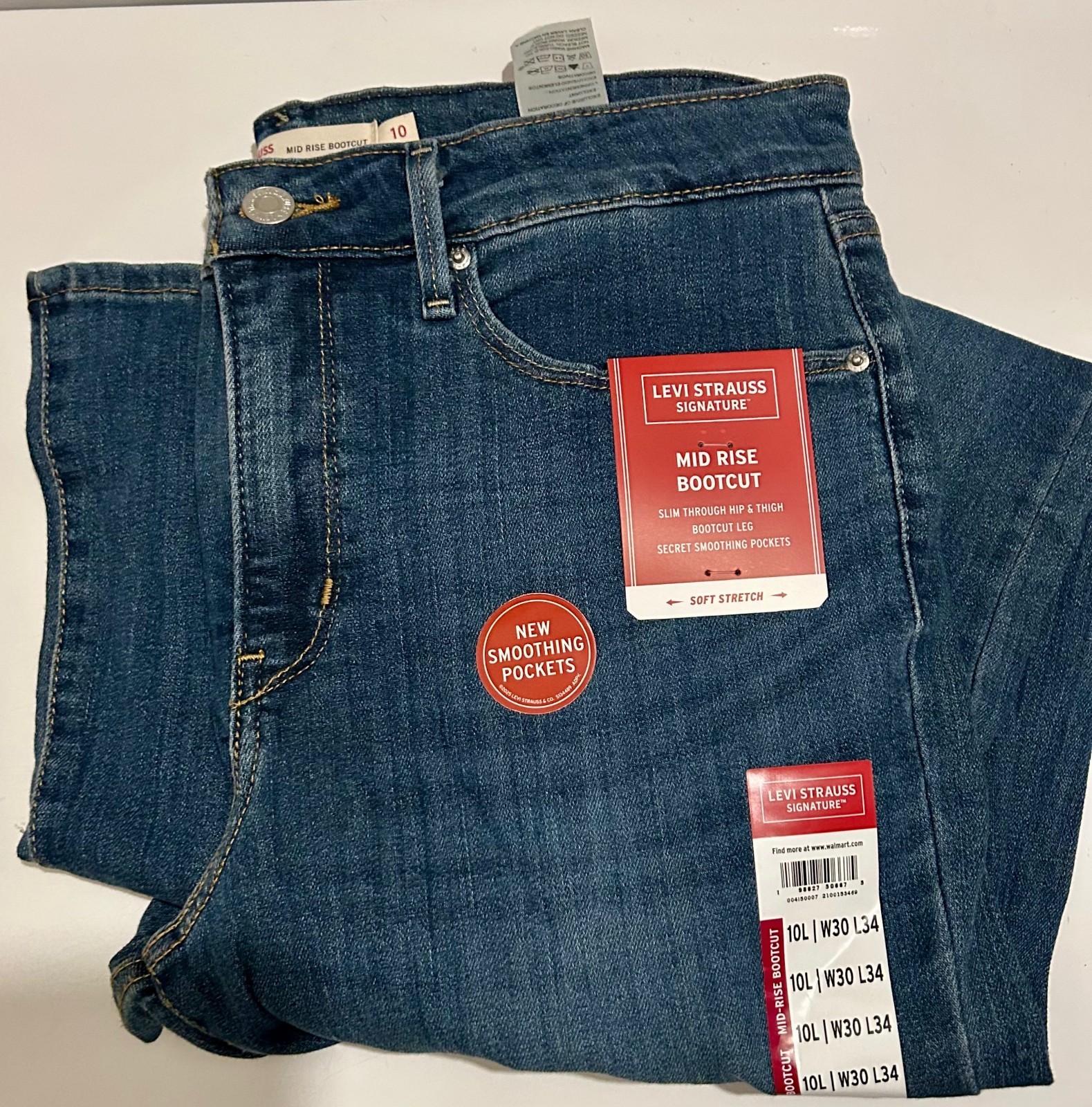 Levis Signature Medium Wash Denim Mid Rise Bootcut Jean Womens 2M 8M 10M 10L 20M