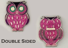 Pink Glitter Owl Geocaching Trackable Shaped Challenge Coin J 4