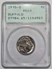 1938-D BUFFALO NICKEL (5C) PCGS MS 65 Certified Coin