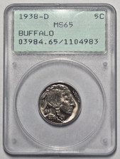 1938-D BUFFALO NICKEL (5C) PCGS MS 65 Certified Coin
