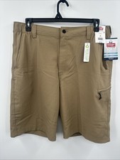 Wrangler Men's Field Utility Relaxed Fit Shorts Khaki Poly Cargo 10" Stretch