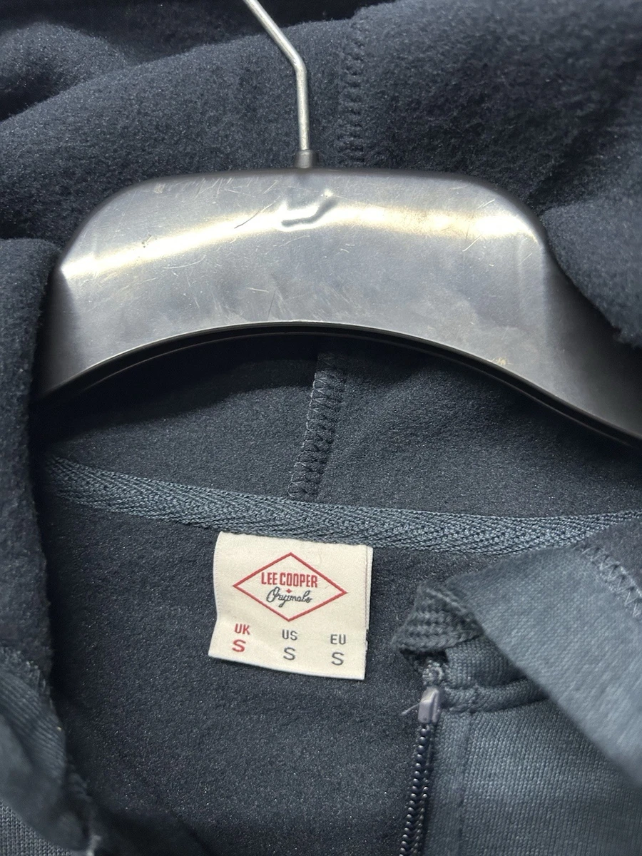 Sudadera con capucha Lee Cooper azul marino con cremallera para hombre talla pequeña nueva