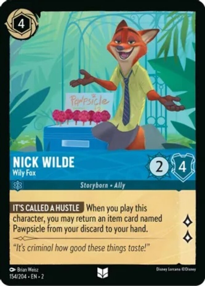 4x Nick Wilde - Wily Fox - 154/204 - Uncommon NM-Mint Disney
