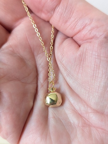 Alternate view of Gold Plated Pomegranate Fruit Charm Necklace Pendant Gift For Her Minimalist
