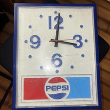 Vtg Pepsi Clock Impact International Crack In Plexi Nonworking 15&rsquo;x18&rsquo;