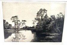BY LAKE AND STREAM ANDREW WATSON TURNBULL ETCHING PENCIL SIGNED BLIND STAMPED