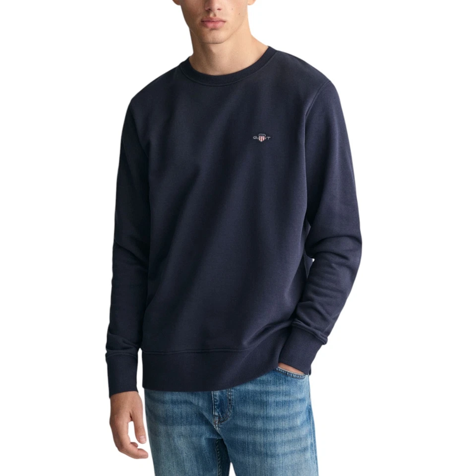 Gant Shield Mens Crew Neck Sweatshirt Pullover French Terry Graphic Embroidered — 第 3/4 张图片
