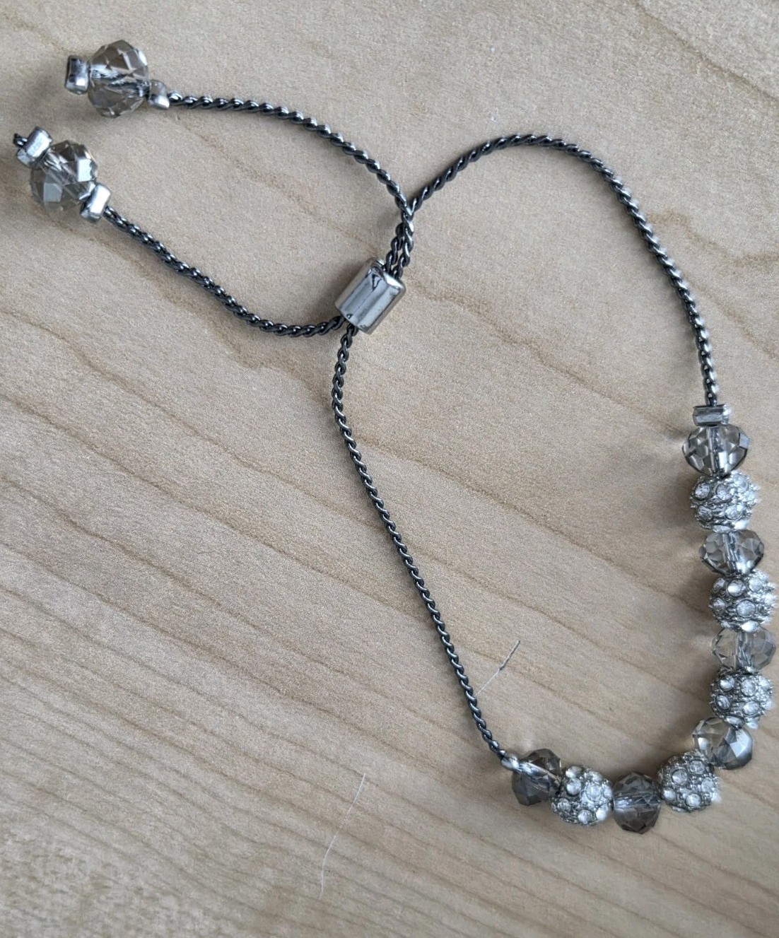 Adjustable Pull String Bracelet- Rhinestone Disco… - image 1