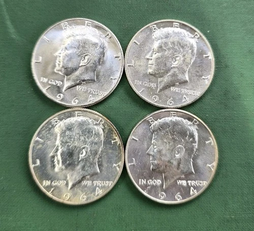 1.44 Oz 🔥4 Kennedy 1964 90% Silver@$93/oz🔥Lot GEM BU Uncirc. From Mint Sets